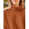 imageLILLUSORY Womens Turtleneck Oversized Sweaters Long Batwing Sleeve Spilt Hem Tunic Pullover Knit TopsOrange