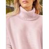 imageLILLUSORY Womens Turtleneck Oversized Sweaters Long Batwing Sleeve Spilt Hem Tunic Pullover Knit TopsPink