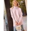 imageLILLUSORY Womens Turtleneck Oversized Sweaters Long Batwing Sleeve Spilt Hem Tunic Pullover Knit TopsPink