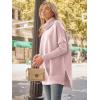 imageLILLUSORY Womens Turtleneck Oversized Sweaters Long Batwing Sleeve Spilt Hem Tunic Pullover Knit TopsPink