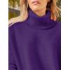 imageLILLUSORY Womens Turtleneck Oversized Sweaters Long Batwing Sleeve Spilt Hem Tunic Pullover Knit TopsPurple
