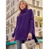 imageLILLUSORY Womens Turtleneck Oversized Sweaters Long Batwing Sleeve Spilt Hem Tunic Pullover Knit TopsPurple