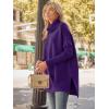 imageLILLUSORY Womens Turtleneck Oversized Sweaters Long Batwing Sleeve Spilt Hem Tunic Pullover Knit TopsPurple
