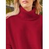 imageLILLUSORY Womens Turtleneck Oversized Sweaters Long Batwing Sleeve Spilt Hem Tunic Pullover Knit TopsRed