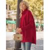imageLILLUSORY Womens Turtleneck Oversized Sweaters Long Batwing Sleeve Spilt Hem Tunic Pullover Knit TopsRed