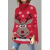 imageLILLUSORY Womens Turtleneck Oversized Sweaters Long Batwing Sleeve Spilt Hem Tunic Pullover Knit TopsRedBrown