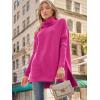 imageLILLUSORY Womens Turtleneck Oversized Sweaters Long Batwing Sleeve Spilt Hem Tunic Pullover Knit TopsRose Red