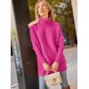 imageLILLUSORY Womens Turtleneck Oversized Sweaters Long Batwing Sleeve Spilt Hem Tunic Pullover Knit TopsRose Red