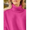 imageLILLUSORY Womens Turtleneck Oversized Sweaters Long Batwing Sleeve Spilt Hem Tunic Pullover Knit TopsRose Red