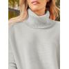 imageLILLUSORY Womens Turtleneck Oversized Sweaters Long Batwing Sleeve Spilt Hem Tunic Pullover Knit TopsSilver