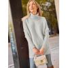 imageLILLUSORY Womens Turtleneck Oversized Sweaters Long Batwing Sleeve Spilt Hem Tunic Pullover Knit TopsSilver