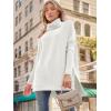 imageLILLUSORY Womens Turtleneck Oversized Sweaters Long Batwing Sleeve Spilt Hem Tunic Pullover Knit TopsWhite