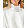 imageLILLUSORY Womens Turtleneck Oversized Sweaters Long Batwing Sleeve Spilt Hem Tunic Pullover Knit TopsWhite