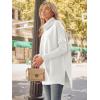 imageLILLUSORY Womens Turtleneck Oversized Sweaters Long Batwing Sleeve Spilt Hem Tunic Pullover Knit TopsWhite