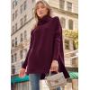 imageLILLUSORY Womens Turtleneck Oversized Sweaters Long Batwing Sleeve Spilt Hem Tunic Pullover Knit TopsWine Red