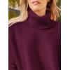 imageLILLUSORY Womens Turtleneck Oversized Sweaters Long Batwing Sleeve Spilt Hem Tunic Pullover Knit TopsWine Red