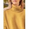 imageLILLUSORY Womens Turtleneck Oversized Sweaters Long Batwing Sleeve Spilt Hem Tunic Pullover Knit TopsYellow