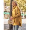 imageLILLUSORY Womens Turtleneck Oversized Sweaters Long Batwing Sleeve Spilt Hem Tunic Pullover Knit TopsYellow