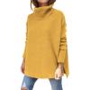 imageLILLUSORY Womens Turtleneck Oversized Sweaters Long Batwing Sleeve Spilt Hem Tunic Pullover Knit TopsYellow