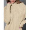 imageLILLUSORY Sweater Dresses for Women 2025 Fall Fashion Mock Neck Long Lantern Sleeve Oversized Outfits Knit Tops ClothesApricot
