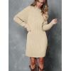 imageLILLUSORY Sweater Dresses for Women 2025 Fall Fashion Mock Neck Long Lantern Sleeve Oversized Outfits Knit Tops ClothesApricot