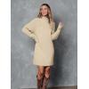 imageLILLUSORY Sweater Dresses for Women 2025 Fall Fashion Mock Neck Long Lantern Sleeve Oversized Outfits Knit Tops ClothesApricot