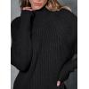 imageLILLUSORY Sweater Dresses for Women 2025 Fall Fashion Mock Neck Long Lantern Sleeve Oversized Outfits Knit Tops ClothesBlack