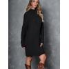 imageLILLUSORY Sweater Dresses for Women 2025 Fall Fashion Mock Neck Long Lantern Sleeve Oversized Outfits Knit Tops ClothesBlack