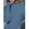 imageLILLUSORY Sweater Dresses for Women 2025 Fall Fashion Mock Neck Long Lantern Sleeve Oversized Outfits Knit Tops ClothesBlue
