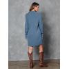 imageLILLUSORY Sweater Dresses for Women 2025 Fall Fashion Mock Neck Long Lantern Sleeve Oversized Outfits Knit Tops ClothesBlue