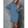 imageLILLUSORY Sweater Dresses for Women 2025 Fall Fashion Mock Neck Long Lantern Sleeve Oversized Outfits Knit Tops ClothesBlue