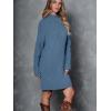 imageLILLUSORY Sweater Dresses for Women 2025 Fall Fashion Mock Neck Long Lantern Sleeve Oversized Outfits Knit Tops ClothesBlue