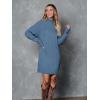 imageLILLUSORY Sweater Dresses for Women 2025 Fall Fashion Mock Neck Long Lantern Sleeve Oversized Outfits Knit Tops ClothesBlue