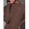 imageLILLUSORY Sweater Dresses for Women 2025 Fall Fashion Mock Neck Long Lantern Sleeve Oversized Outfits Knit Tops ClothesBrown