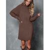 imageLILLUSORY Sweater Dresses for Women 2025 Fall Fashion Mock Neck Long Lantern Sleeve Oversized Outfits Knit Tops ClothesBrown