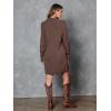 imageLILLUSORY Sweater Dresses for Women 2025 Fall Fashion Mock Neck Long Lantern Sleeve Oversized Outfits Knit Tops ClothesBrown