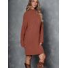 imageLILLUSORY Sweater Dresses for Women 2025 Fall Fashion Mock Neck Long Lantern Sleeve Oversized Outfits Knit Tops ClothesCaramel