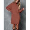 imageLILLUSORY Sweater Dresses for Women 2025 Fall Fashion Mock Neck Long Lantern Sleeve Oversized Outfits Knit Tops ClothesCaramel