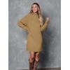 imageLILLUSORY Sweater Dresses for Women 2025 Fall Fashion Mock Neck Long Lantern Sleeve Oversized Outfits Knit Tops ClothesDark Apricot