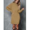 imageLILLUSORY Sweater Dresses for Women 2025 Fall Fashion Mock Neck Long Lantern Sleeve Oversized Outfits Knit Tops ClothesDark Apricot