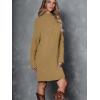 imageLILLUSORY Sweater Dresses for Women 2025 Fall Fashion Mock Neck Long Lantern Sleeve Oversized Outfits Knit Tops ClothesDark Apricot