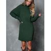 imageLILLUSORY Sweater Dresses for Women 2025 Fall Fashion Mock Neck Long Lantern Sleeve Oversized Outfits Knit Tops ClothesDark Green