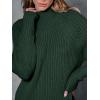 imageLILLUSORY Sweater Dresses for Women 2025 Fall Fashion Mock Neck Long Lantern Sleeve Oversized Outfits Knit Tops ClothesDark Green