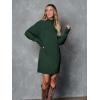 imageLILLUSORY Sweater Dresses for Women 2025 Fall Fashion Mock Neck Long Lantern Sleeve Oversized Outfits Knit Tops ClothesDark Green