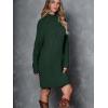 imageLILLUSORY Sweater Dresses for Women 2025 Fall Fashion Mock Neck Long Lantern Sleeve Oversized Outfits Knit Tops ClothesDark Green