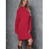 imageLILLUSORY Sweater Dresses for Women 2025 Fall Fashion Mock Neck Long Lantern Sleeve Oversized Outfits Knit Tops ClothesRed