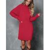 imageLILLUSORY Sweater Dresses for Women 2025 Fall Fashion Mock Neck Long Lantern Sleeve Oversized Outfits Knit Tops ClothesRed