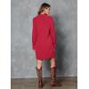 imageLILLUSORY Sweater Dresses for Women 2025 Fall Fashion Mock Neck Long Lantern Sleeve Oversized Outfits Knit Tops ClothesRed