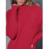 imageLILLUSORY Sweater Dresses for Women 2025 Fall Fashion Mock Neck Long Lantern Sleeve Oversized Outfits Knit Tops ClothesRed