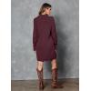 imageLILLUSORY Sweater Dresses for Women 2025 Fall Fashion Mock Neck Long Lantern Sleeve Oversized Outfits Knit Tops ClothesWine Red